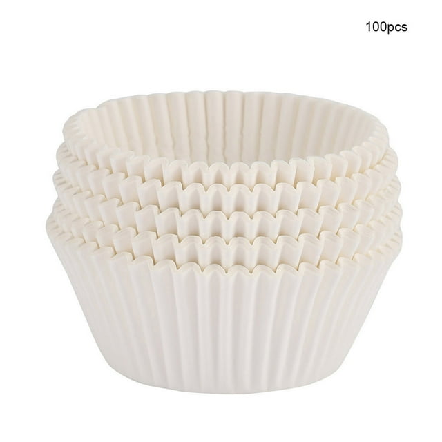 100 Uds Mini moldes para cupcakes, tazas redondas para hornear pasteles, fundas para muffins, fiesta en casa, color blanco