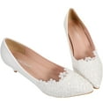 thumbnail image 3 of EeaseMX 1 par de zapatos de tacón alto con encaje puntiagudo para novia, sexys, para boda (blancos), 3 of 8