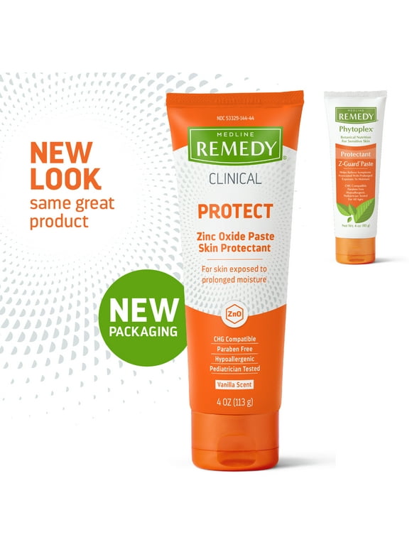 Medline Remedy Clinical Zinc Oxide Paste Skin Protectant (4 oz Tube), Vanilla Scent, Diaper Rash Cream, Incontinence Care