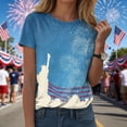 thumbnail image 2 of felwors Women's Casual Patriotic Graphic T-Shirt – USA Flag, Eagle, Statue of Liberty & Fireworks Print, Short Sleeve Crew Neck Tee for 4th of July Events (Blue, L), 2 of 8
