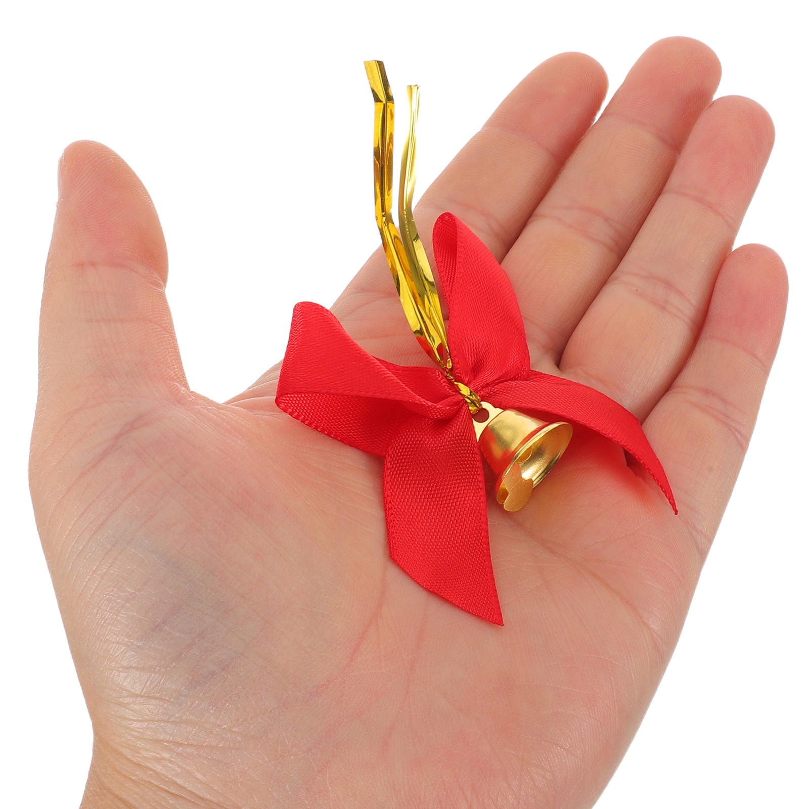 WRITWAA Assorted Color Polyester Christmas Bows with Bells for Party Decor, 20Pcs