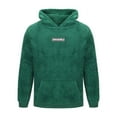 thumbnail image 7 of Momasggi Men's Sherpa Fuzzy Hoodies Fall Winter Warm Fleece Pullover Tops Cozy Long Sleeve Hooded Sweatshirt Solid Color Baggy Hoodie with Pockets Green L, 7 of 7