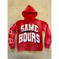 thumbnail image 2 of Sudadera con capucha retro de gran tamaño con estampado de letras para hombre y mujer, ropa informal estilo hip hop estilo Harajuku Y2K con cremallera, 2 of 5