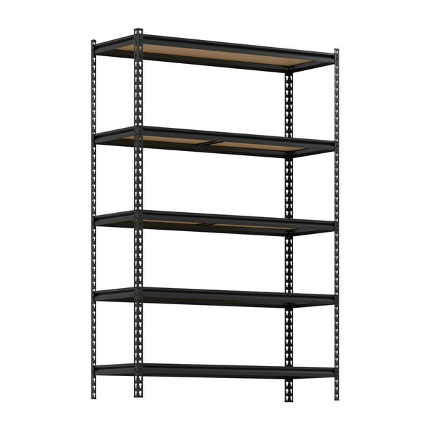 Estantería Metálica – 5 Niveles – 3850 lbs – Estantes Ajustables – Alta Resistencia – Garaje, Almacén, Cocina, Lavadero o Sótano – Negro – 1220x454x1850 mm – 350 kg por Nivel