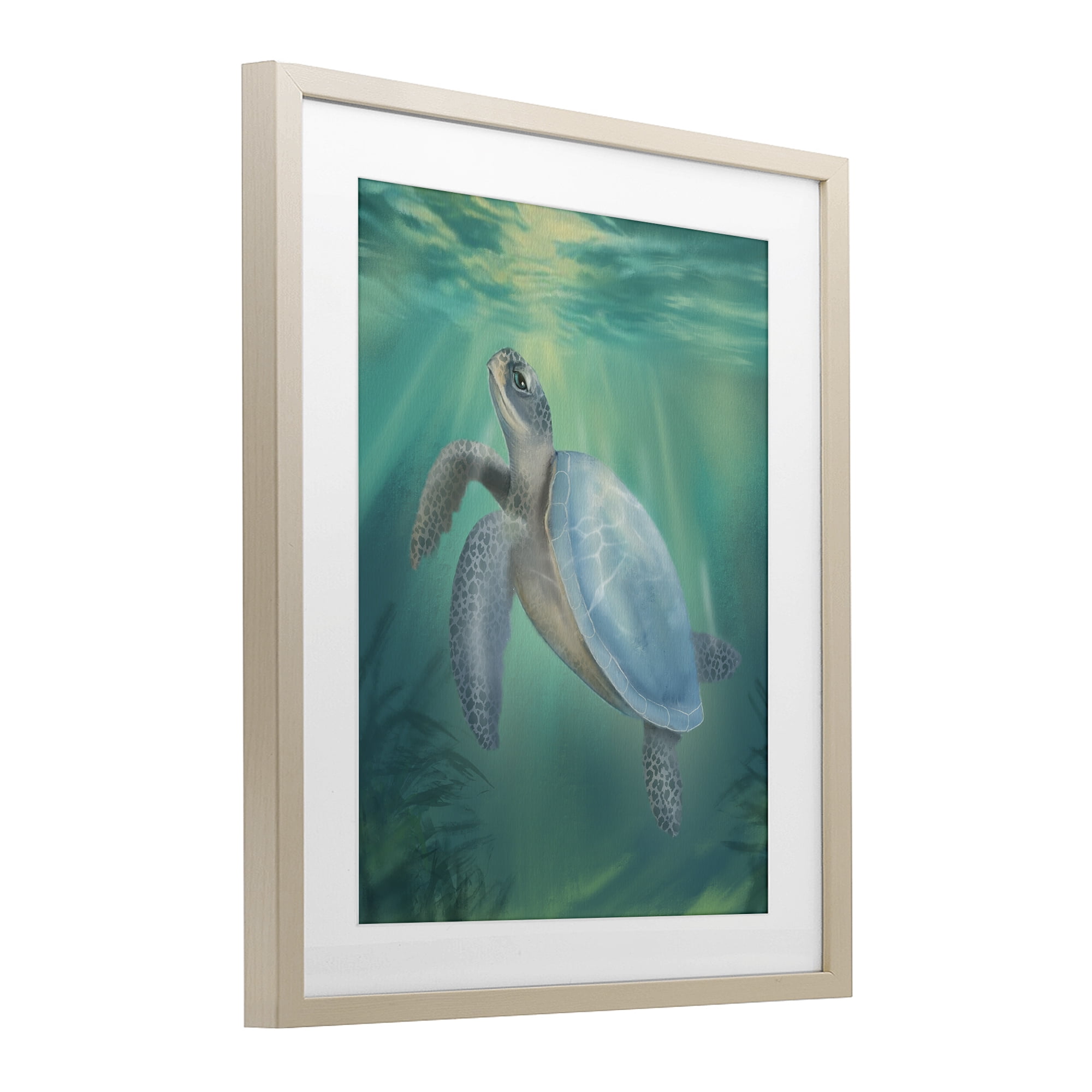 Stupell Industries Coastal Beach Sea Turtle Birch Framed Print Under Glass, design by Matthew Piotrowicz