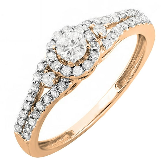 0.50 Carat (ctw) 18k Gold Round Cut Diamond Ladies Engagement Halo Style Bridal Ring