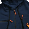 thumbnail image 5 of Work Hoodies for Men, Fall Cargo Pullover Hooded Sweatshirt Travel Quarter Zip Sports Training Hoodie Sweatshirt with Pockets Shirts for Men Trendy Fall Navy 3XL, 5 of 7