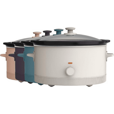 6.0 Qt Manual Slow Cooker, EverGood™ Ceramic Nonstick Coating, 3 Temperature Settings, Dishwasher Safe Stoneware Pot and Tempered Glass Lid, Cool Touch Handles & Tangle Free Cord Wrap, Oatmilk