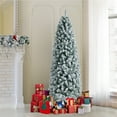 thumbnail image 2 of Alden Design Green Snow Frosted Flocked Pencil Shape Artificial Christmas Tree, 6', 2 of 11