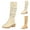 Beige, variant on Vintage Knee High Boots for Women Round Toe Pull on Western Cowboy Wide Calf Riding Long Boots