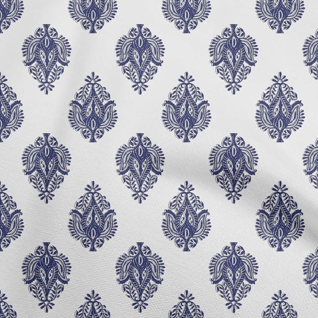 oneOone Rayon Navy Blue Fabric Block Fabric For Sewing Printed Craft Fabric By The Yard 56 Inch Wide-DM