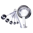 thumbnail image 1 of 2 Set Stainless Steel Measuring Cups and Measuring Spoon Cooking Measure Spoon Cup Seasoning Spoons Coffee Tea Kitchen Accessory Silver (6pcs/set Measuring Spoons and 4pcs/set Measuring Cup), 1 of 7