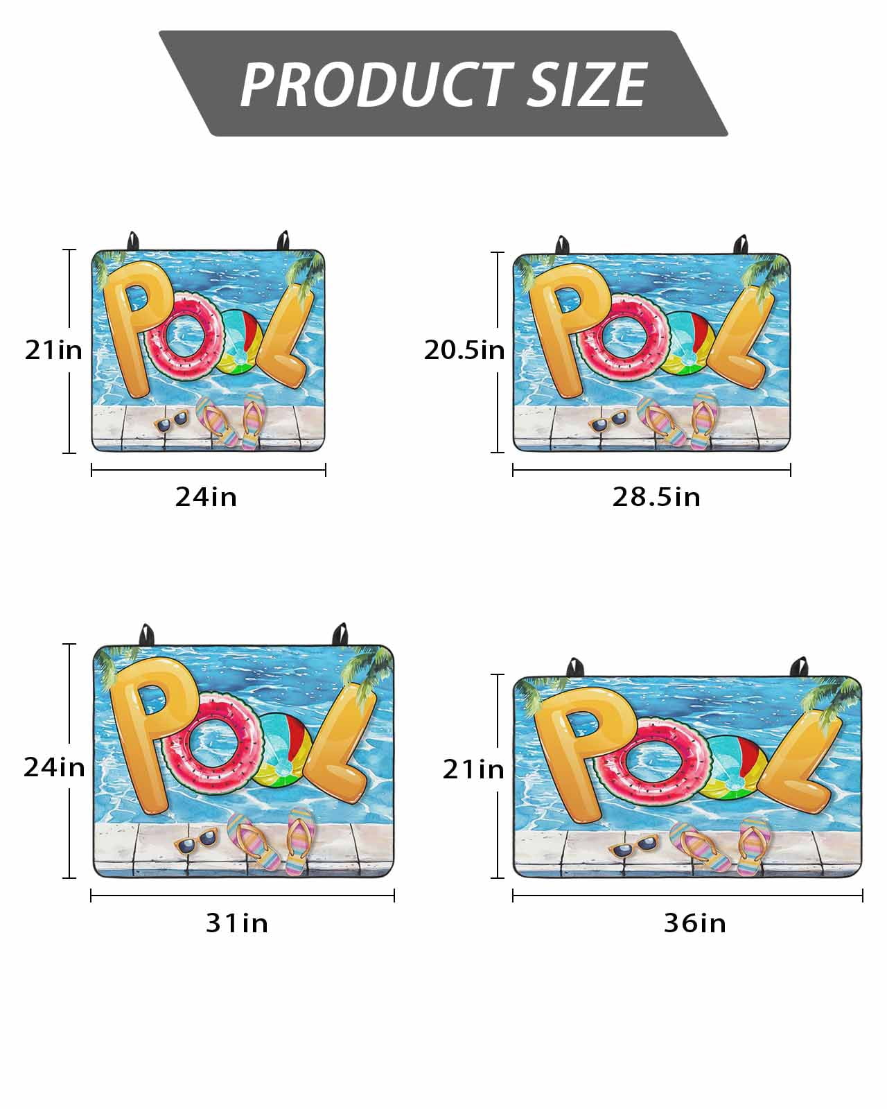 Stove Top Covers for Electric Stove 24x21 Inches, Blue Summer Pool Heat Insulation Fireproof Glass Cooktop Protector, Watermelon Swimming Ring Slippers Countertop Stovetop Cover for Kitchen