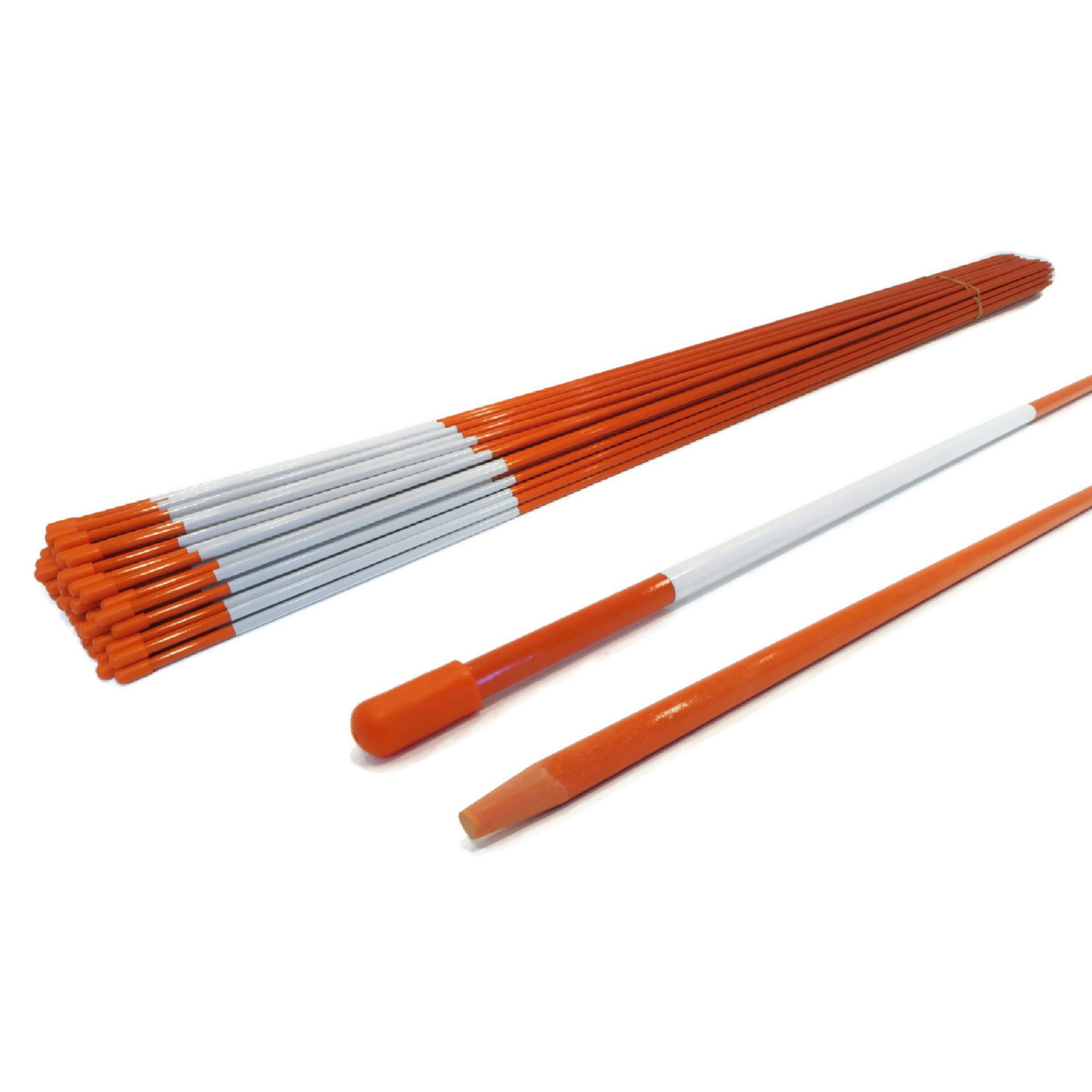 1/4 inch Orange with Reflectors Heavy Duty Pack of 10 Snow Poles 48 inches 