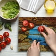 thumbnail image 3 of Beach Cutting Board, Cavern Rocks by Pacific Waters with Australian Sea and Sky Landscape Road, Decorative Tempered Glass Cutting and Serving Board, Large Size, Cream Blue, by Ambesonne, 3 of 5