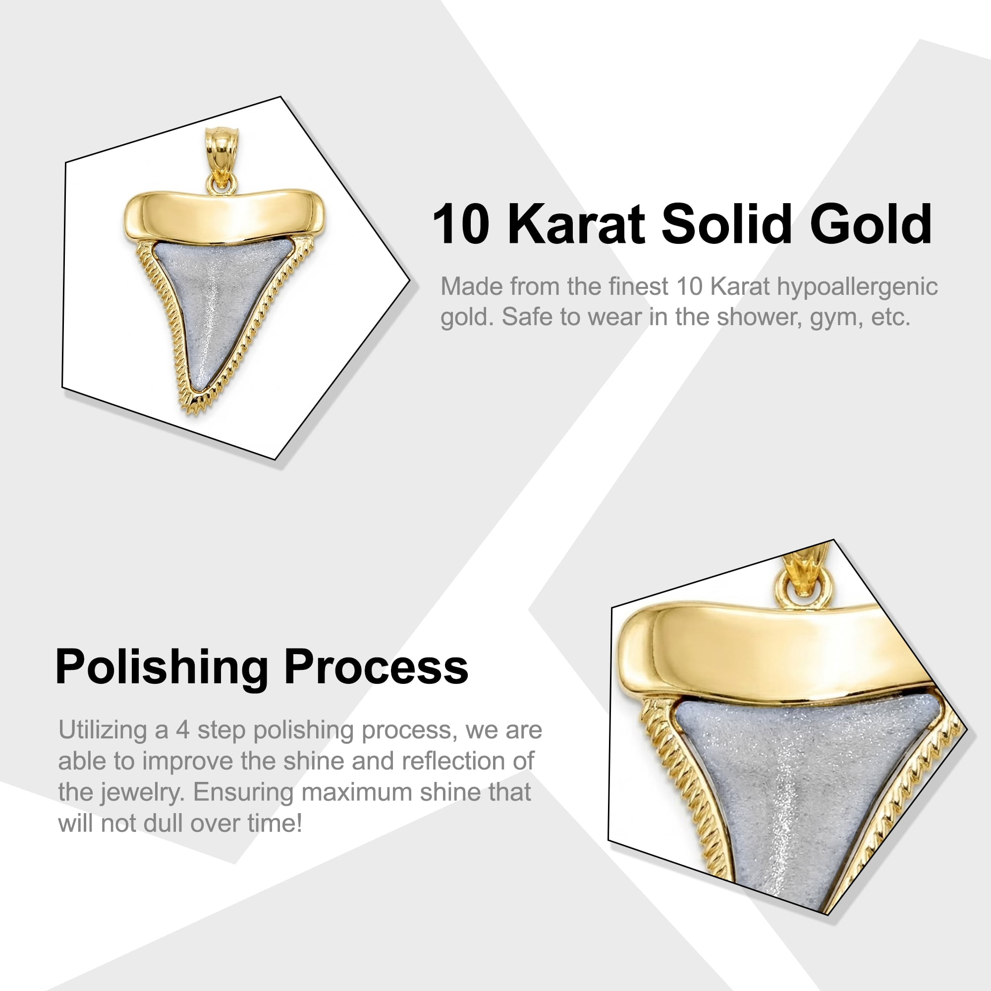 Charm America - Gold Shark Tooth Charm - 10 Karat Solid Gold