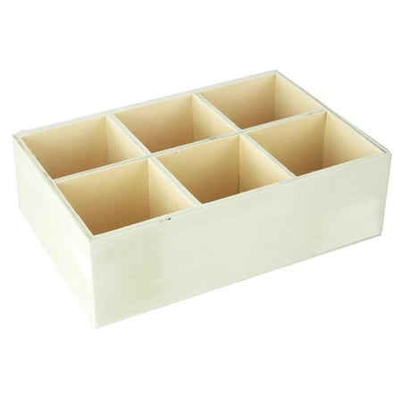 Wooden Caddy - Desk Caddy 6-Compartment Wooden Box, 8-Inch