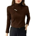 thumbnail image 1 of Womens Double Sided Fleece Top Ultra Soft Warm Long Sleeve Base Layer Fitted Stretch for Essential Fall Winter Thermal Wear, 1 of 6