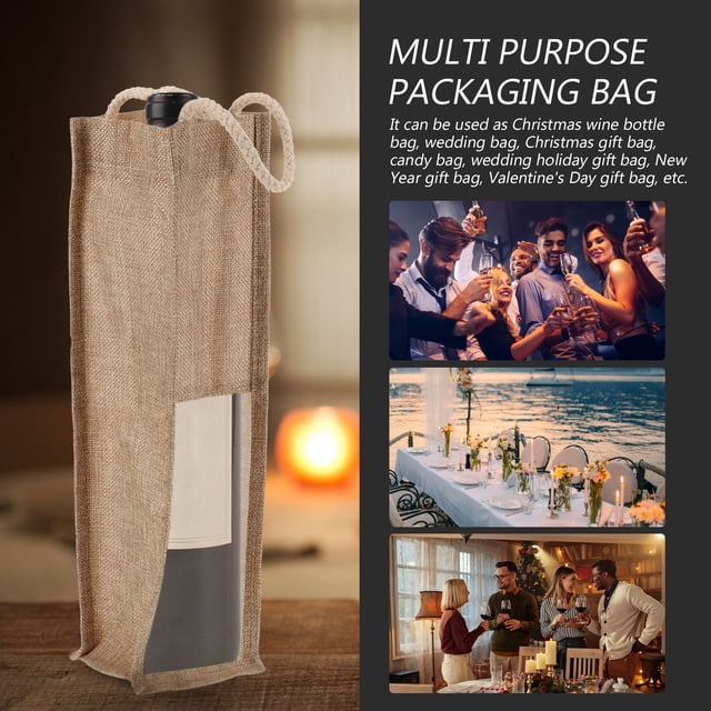 NUOLUX 2Ud Bolsa De Vino Reutilizable Con Asas Y Ventana Transparente Color Beige Para Regalos Y Uso Diario