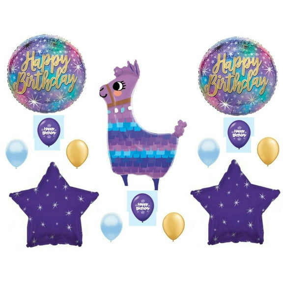 Purple Llama Happy Birthday Party Balloons Decorations Supplies Pinata