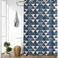 thumbnail image 1 of Canadian Linen Rideaux de Douche Sans Crochets, 72"x72 Pouces, Rideaux de Douche pour Baignoire en Polyester Résistant à la Moisissure et à l'Eau, Lavables, pour Salle de Bain, Triangle Bleu, 1 of 5