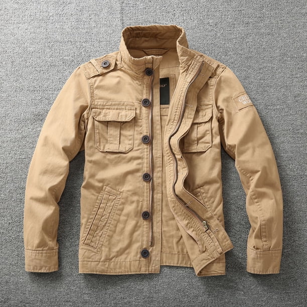 Abrigo de primavera para hombre, chaqueta de camuflaje de tendencia de primavera para hombre, ropa de trabajo resistente al desgaste de algodón