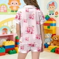 thumbnail image 6 of Kids Girls 67 Pajama Button Short Sleeve Shorts Two Piece Silk Sleepwear Children Valentine's Day Nightwear Outfit for Kids Cozy Loungewear, 6 of 6