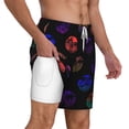 thumbnail image 3 of Goofa 80s Style Palm Trees Printed Men's Swim Trunks Board Shorts Quick Dry Mens Swimming Trunks with Compression Liner,Breathable Fit Hawaii Beach Shorts-XX-Large, 3 of 9