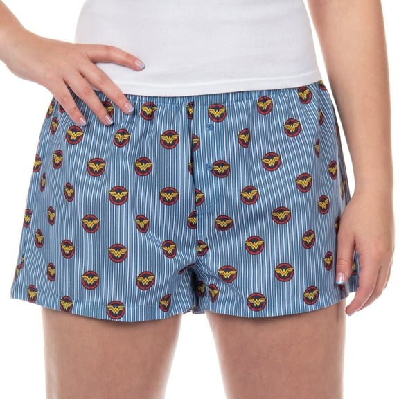 DC Comics Wonder Woman Pajama Shorts Women's Logo All Over Print PJ Lounge Bottoms