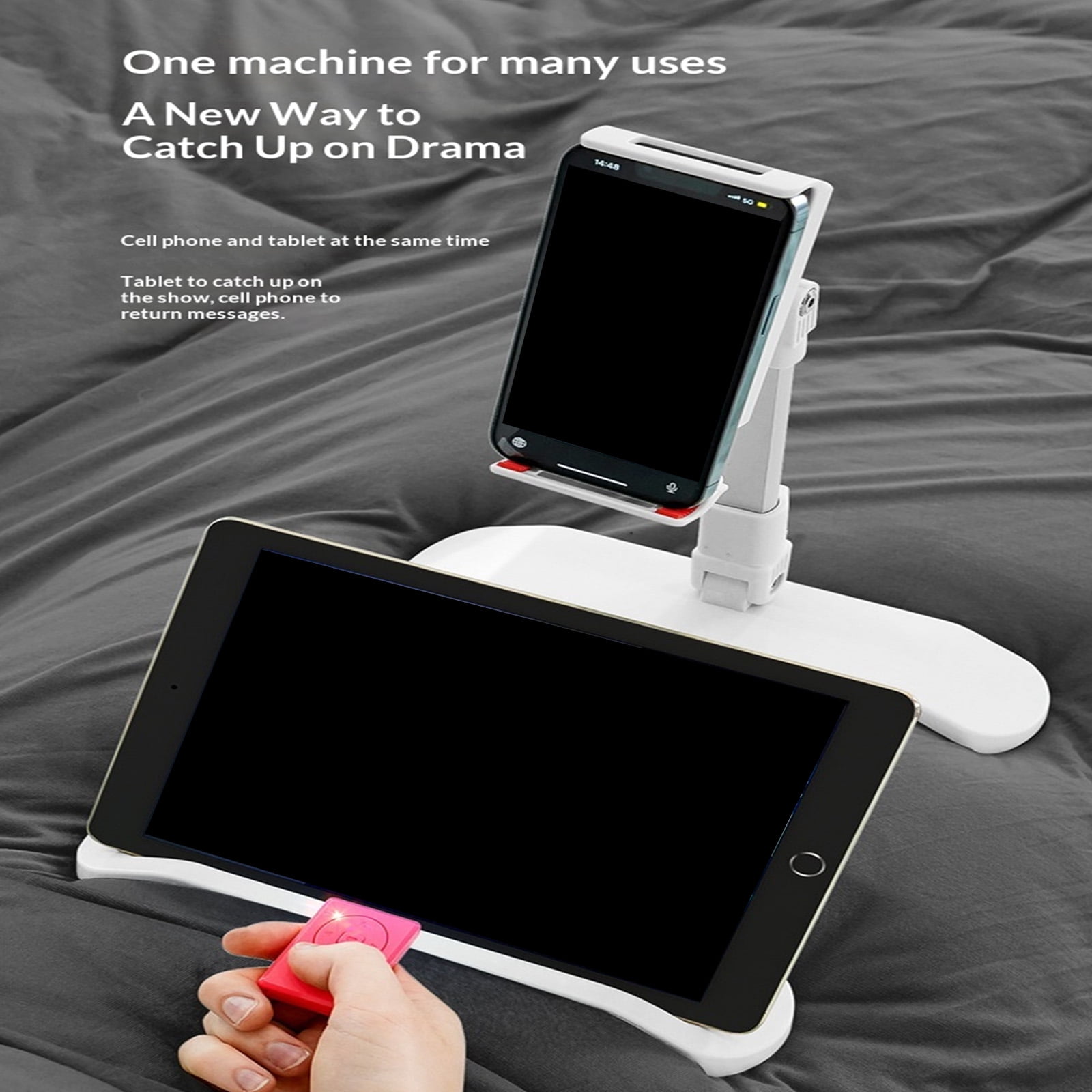 Adjustable Sturdy Phone Stand Rack Holder for 4 to 12 Inch Tablets and Phones Including All Brands Bed Sofa Desk Support