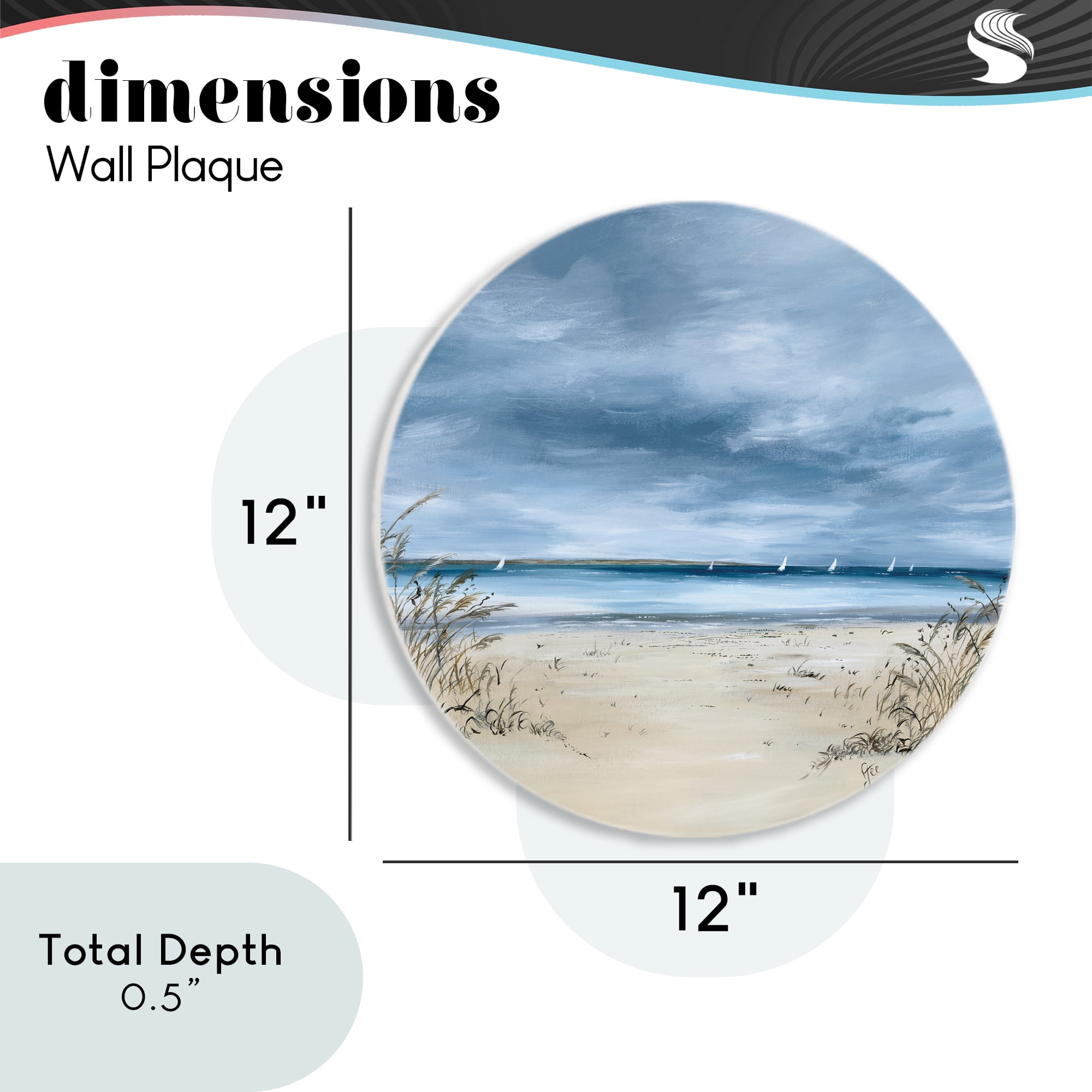 Stupell Industries Sailboats in Distance Shore Circular Wall Plaque, design by Georgie Harrison