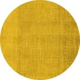 thumbnail image 1 of Ahgly Company Machine Washable Indoor Round Abstract Yellow Modern Area Rugs, 3' Round, 1 of 4