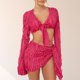 thumbnail image 4 of Vestido Conjunto de falda corta con top irregular Mujer ver a través de ropa informal ajustada Ygjytge Rosa roja T S para Mujer, 4 of 7