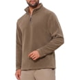 thumbnail image 4 of INSPIRAR CHIC Sudadera de felpa de manga larga con media cremallera y cuello alto para hombre, color sólido, 2XL, marrón, 4 of 6
