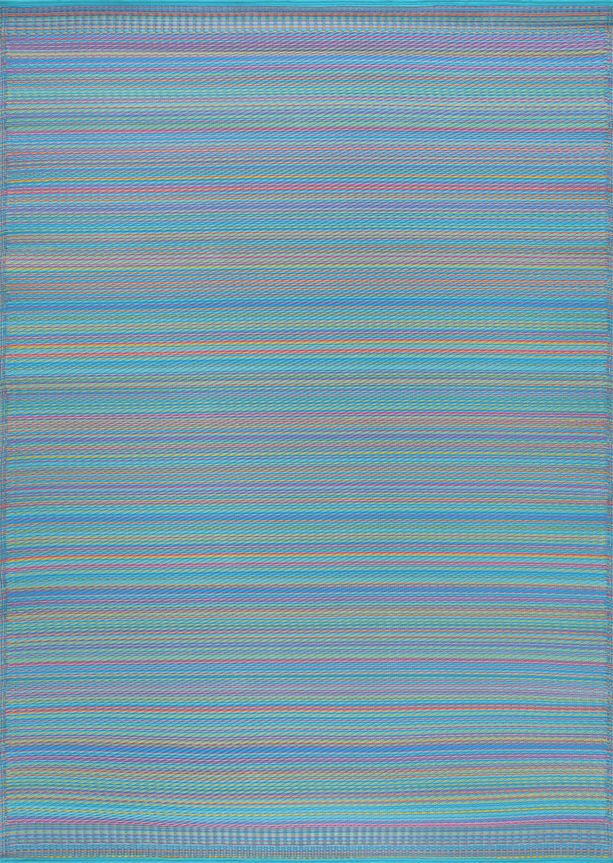 8x10 Reversible Multicolor Polypropylene Outdoor Stripe Area Rug