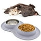 thumbnail image 1 of KE WOOW Dos platos de 400 ml, Tapete de Silicón, Doble Plato para Perro, Acero Inoxidable, Tamaño Mediano, Tazón de Croquetas para Perros, Tazon de Agua, Comedero para Gato, Color Gris KE WOOW Plato doble mediano, 1 of 9