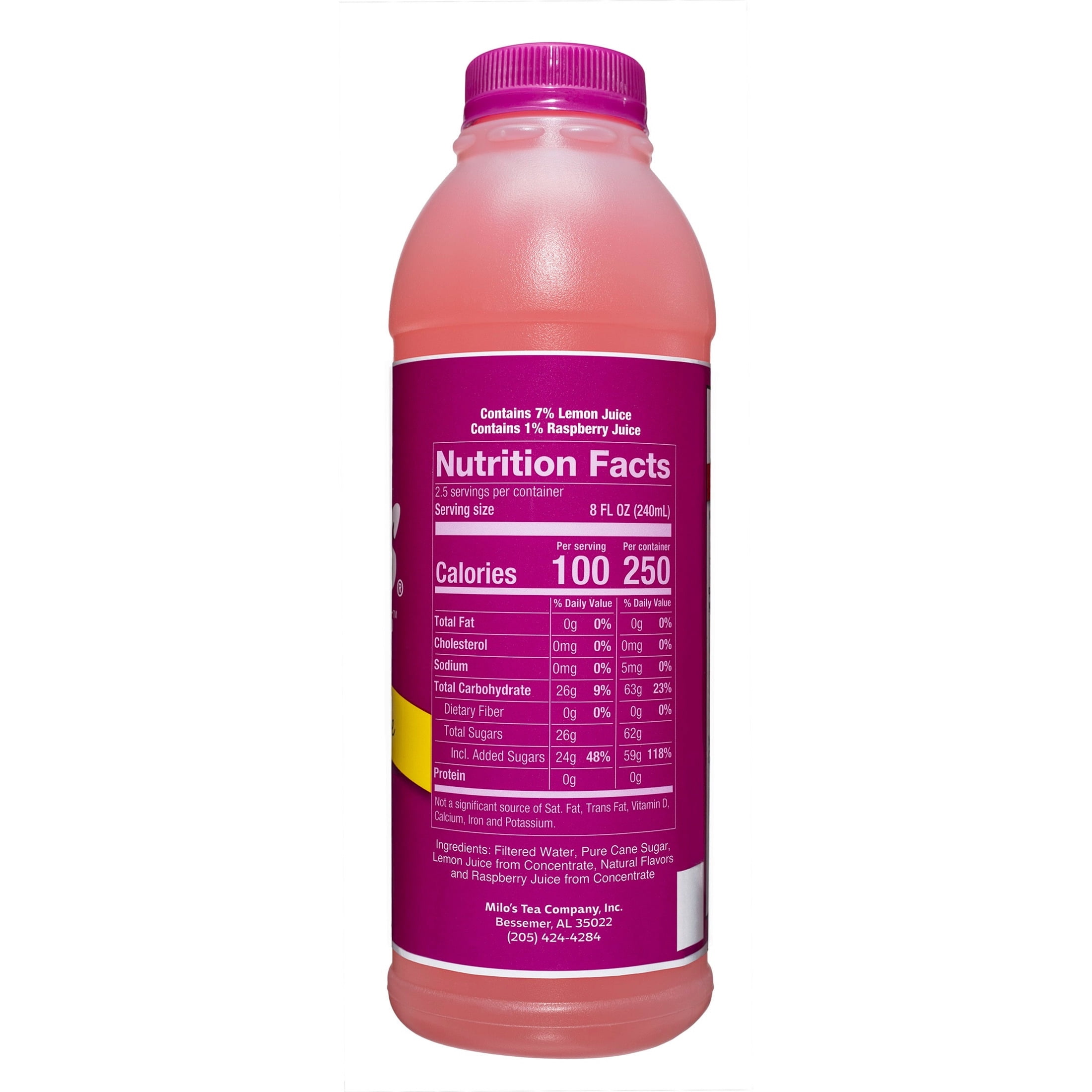 Milo's Raspberry Lemonade, Refrigerated Juice Drink, 20 fl oz Bottle, 100% Natural, No Preservatives, Made Fresh Daily