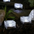 thumbnail image 4 of LINLIN 4-Pack Solar Glass Brick Lights, Ice Cube Lights Solar Landscape Light Buried LED Frost Glass Path Lights for Garden, Outdoor Decoration Waterproof, 4 of 9