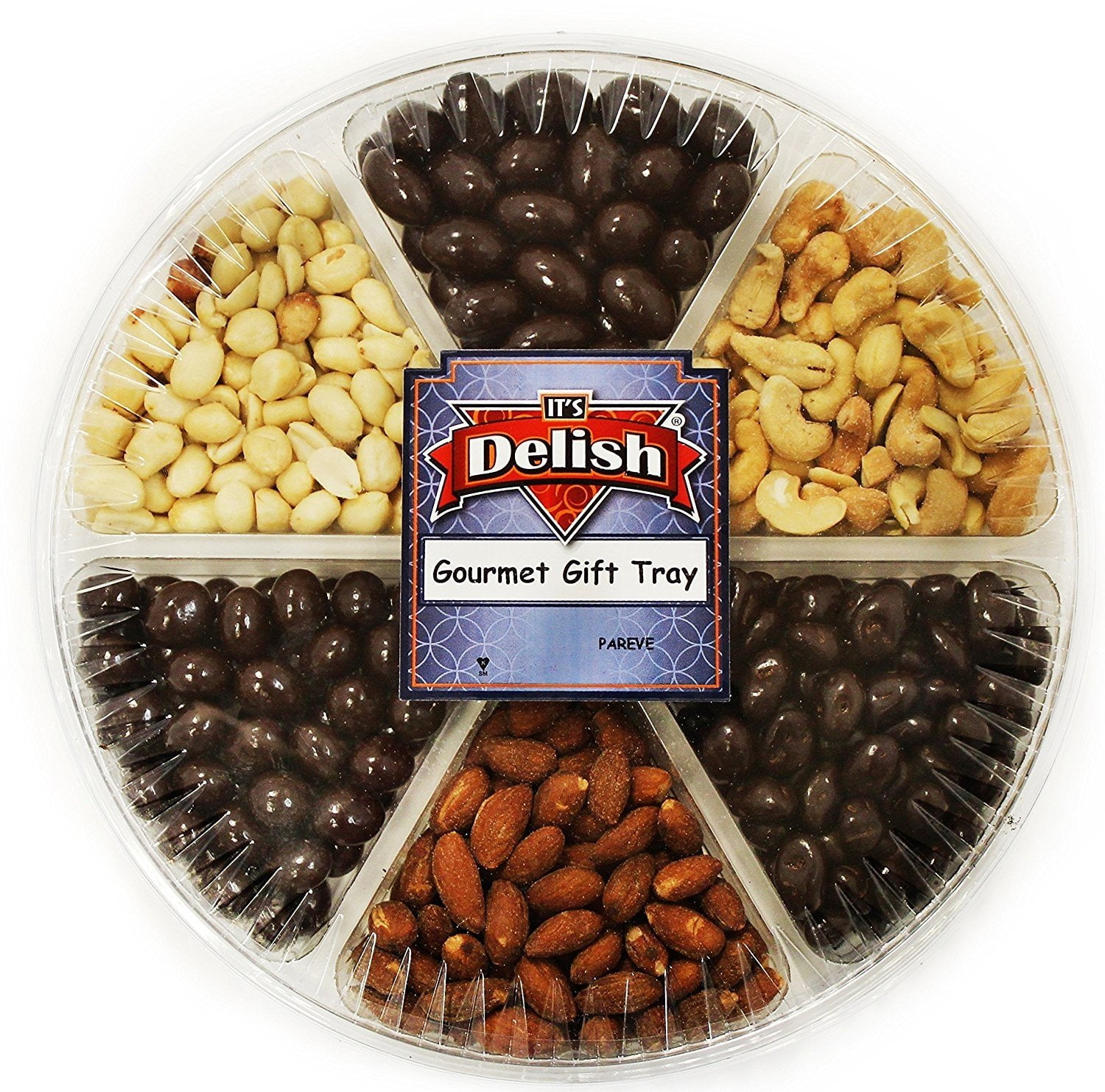 Gourmet Roasted & Salted Nuts and Panned Chocolate Large Variety Gift Tray 6Section by Its
