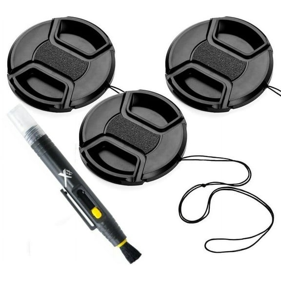 Acuvar 49mm Lens Cap Bundle, 3 Pack Universal Snap on Front Centre Pinch Lens Cover Set for Canon Nikon Sony Olympus DSLR Camera   Camera Lens Cleaning Pen