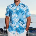 thumbnail image 2 of IWRICH Men's Hawaiian Shirt Short Sleeve Floral Button down Shirts Tropical Summer Beach Shirts Camp Collar Shirt 02-Light Blue XXXXL, 2 of 4