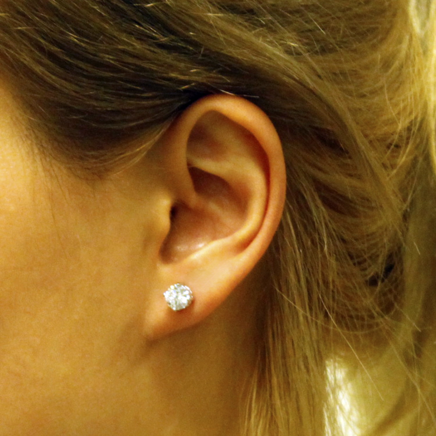 Tioneer 925 Sterling Silver Brilliant Cut Cubic Zirconia Earrings, Earrings for Women & Men, Round or Square
