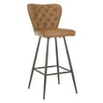 thumbnail image 4 of Safavieh Aster Mid Century Modern Leather Tufted Bar Stool, Set of 2, 4 of 7