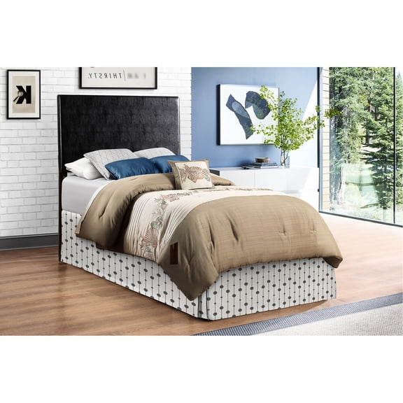 41 To 53 Inches Adjustable Headboard - Twin Size, Black Faux Leather, Modern Style Height Inches, Bedroom Essential