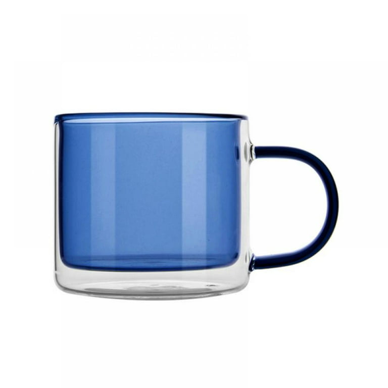 Clear&Colorful Double Walled Glass Coffee Mug (9oz), Insulated