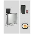 thumbnail image 4 of 16 Gallon Dual Trash Can Rubbish Bin and 15 Trash Bags, Metal, Silver and Black, 4 of 6