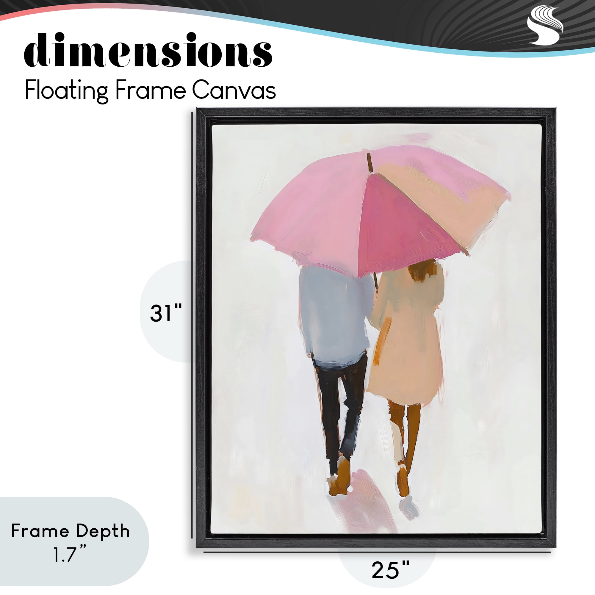 Stupell Industries Couple Stroll Under Umbrella Black Framed Floater Canvas Wall Art, design by The Prints Vibe