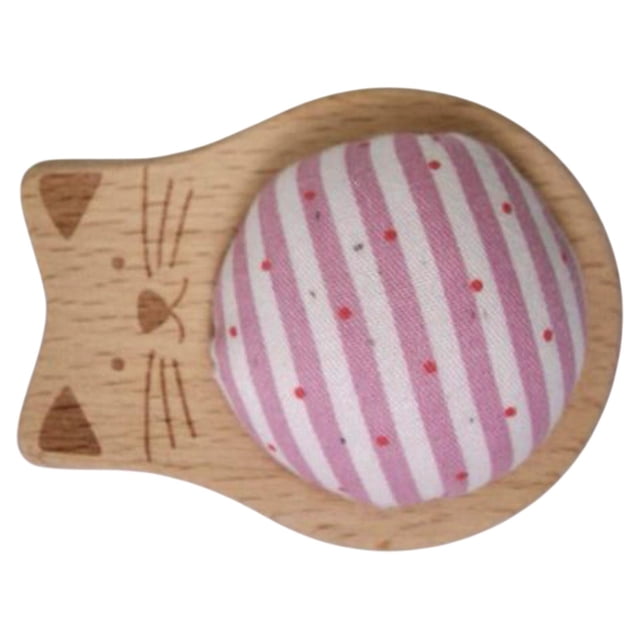 Caja de cojín para agujas, soporte para alfileres, manualidades, base de madera, suministros para coser a mano, aguja Rosa