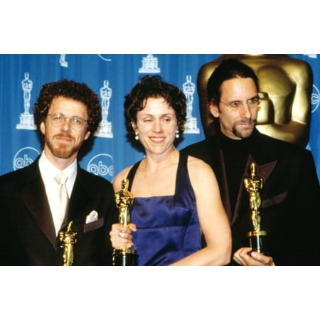 The Coen Brothers Ethan Along With Their Best Actress Star Frances Mcdormand Hold Their Fargo Oscars 32497