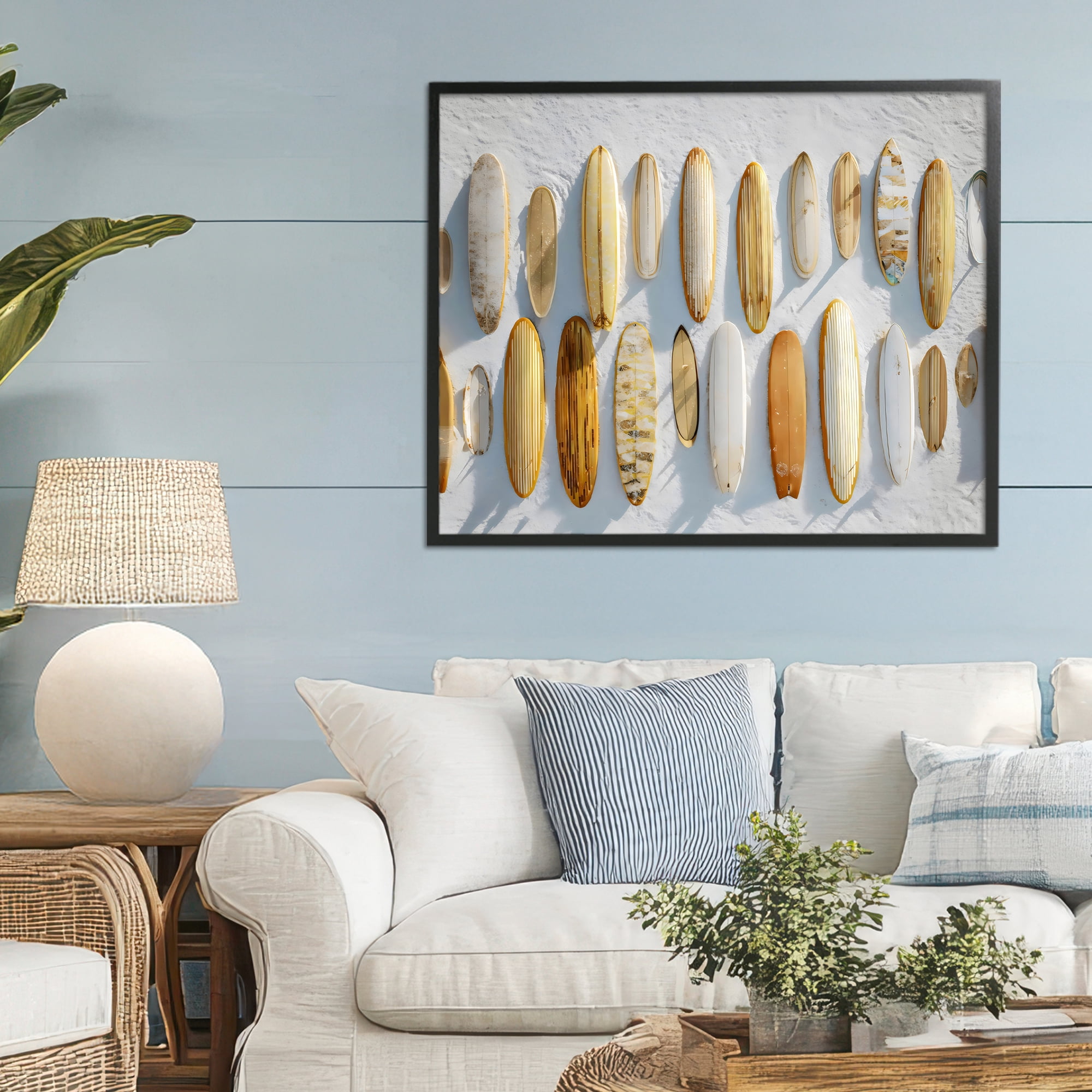 Stupell Industries Vintage Surfboard Collection Black Framed Giclee Art, design by Franklyn Gregory